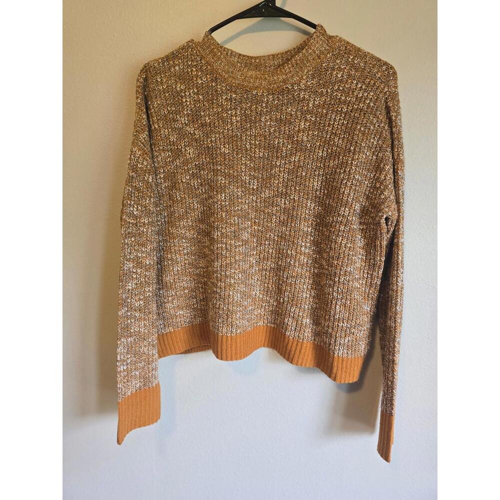 Daytrip Yellow Knit Marled Open Back Ribbed Sweater (XS)